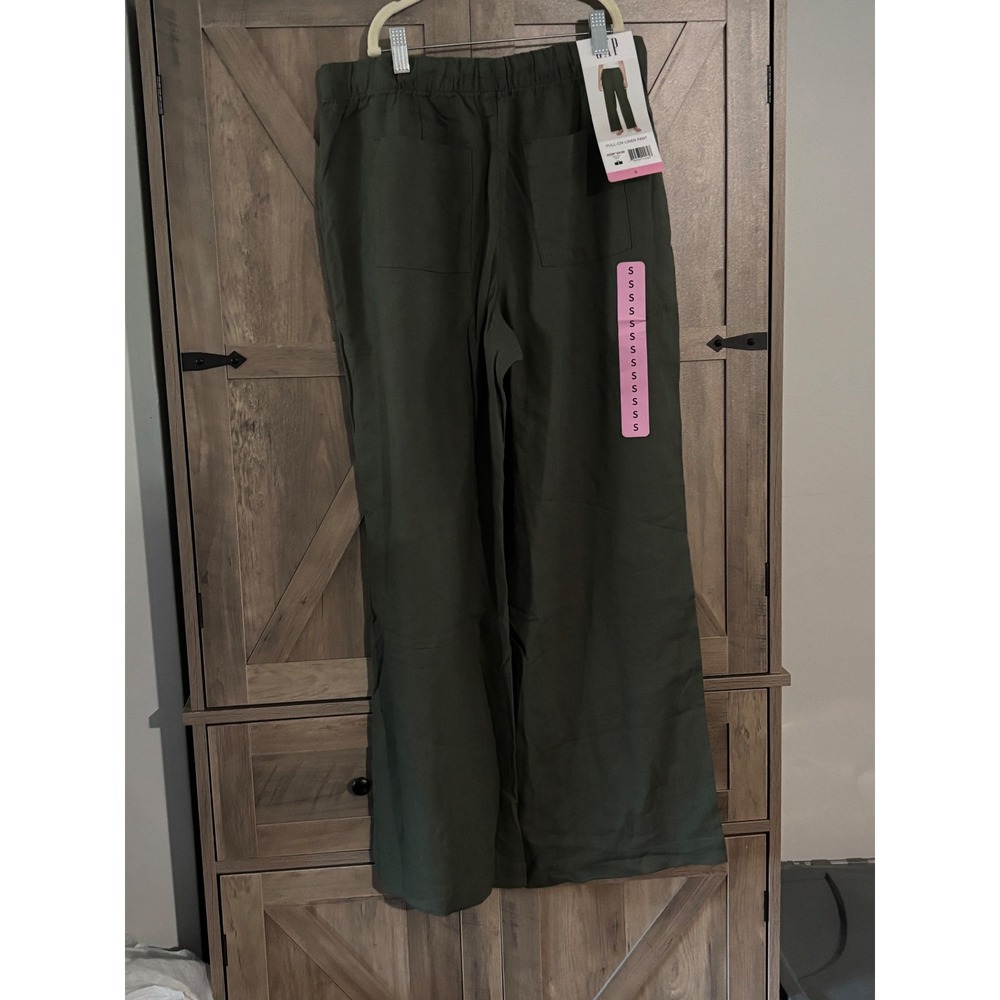 Gap Womens Olive Green Pull-On Linen Blend Wide Leg Pants Size S NWT GP012714